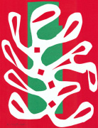 Algue Blanche sur Fond Rouge et Vert 1947