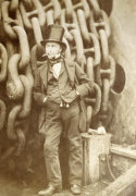 Isambard Kingdom Brunel at Millwall leaning against a Chain Drum