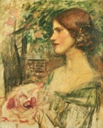 Portrait of a Lady in a Green Dress or The Bouquet (Study) c.1908