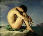 Naked Young Man Sitting by the Sea 1836