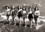 Girls with sunshades Sandown 1951