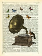 Gramophone Bird and Butterflies