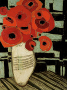 Poppies on Table with Chairs