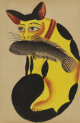 Cat with a fish in its mouth c.1890