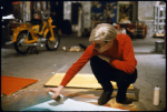 Andy with Spray Paint and Moped The Factory NYC circa 1965