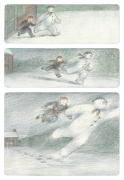 The Boy and The Snowman leave the ground and begin to fly