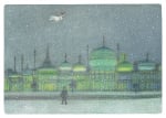 The Boy and The Snowman flying above a green-tinged Brighton Pavilion