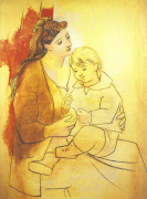 Mother and Child Before Curtain