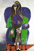 Sitting Woman with Green Scarf
