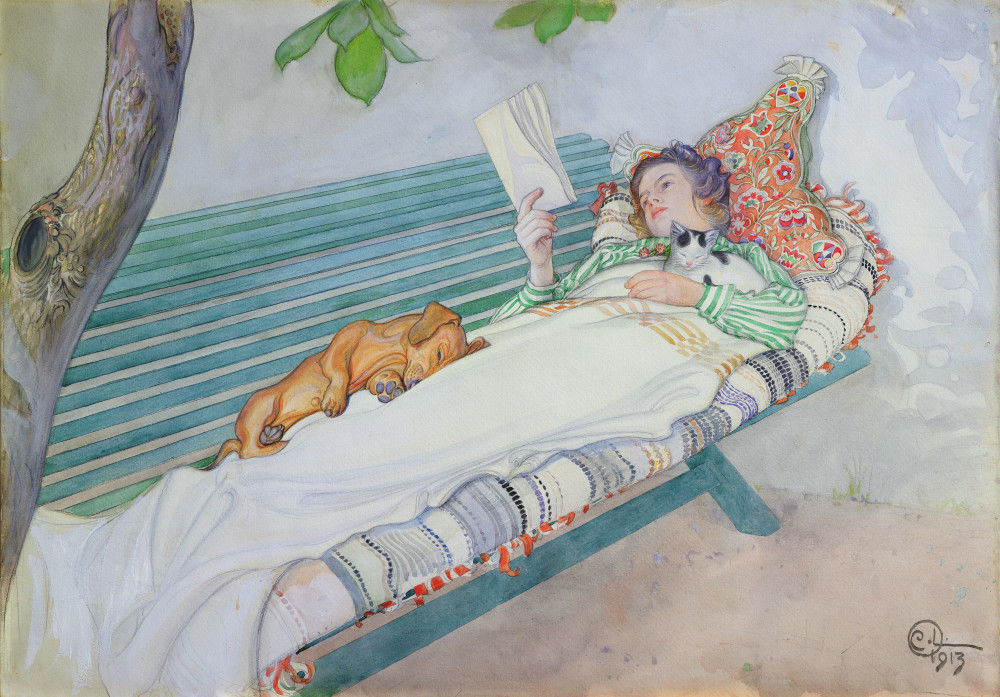 Woman Lying On A Bench 1913 Art Print By Carl Larsson King McGaw