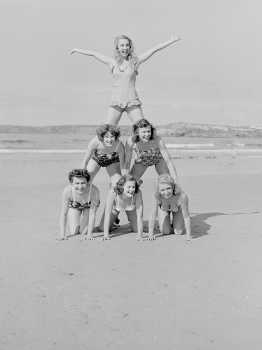 On the beach, Newquay 1952 Art Print by Mirrorpix at King & McGaw