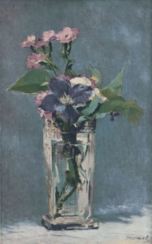 Carnations and Clematis in a Crystal Vase Art Print by Edouard Manet at ...