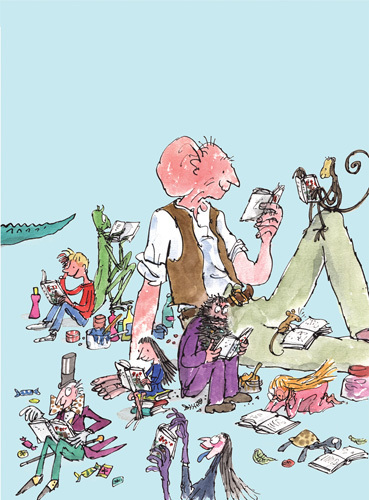 Roald Dahl - Characters Reading Art Print by Quentin Blake at King & McGaw