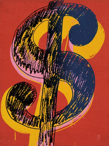 Dollar Sign, 1981 (black & yellow on red) Art Print by Andy Warhol ...