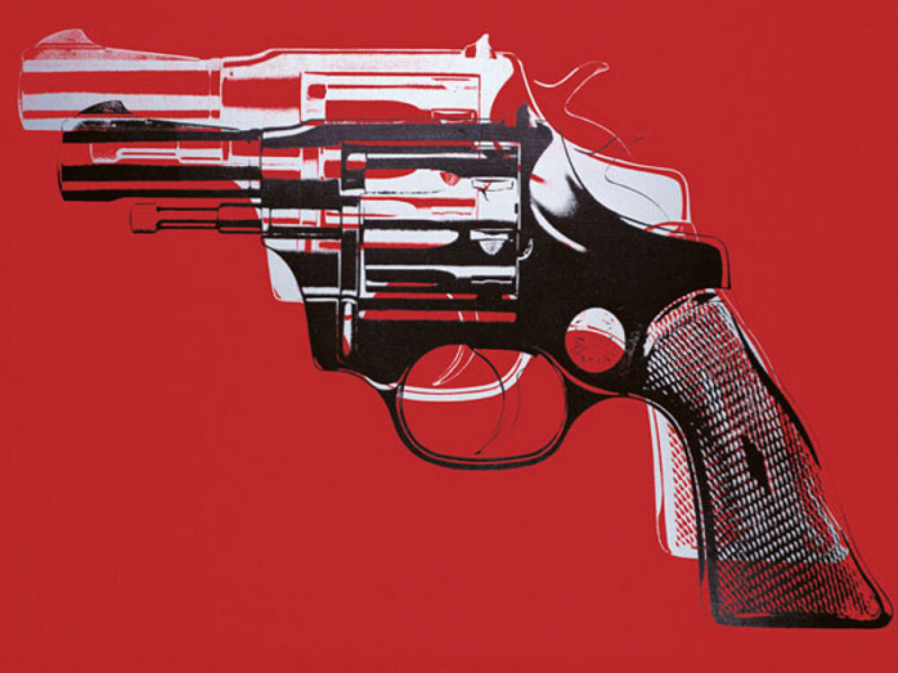 Guns, c.1981-82 (white and black on red) Poster by Andy Warhol