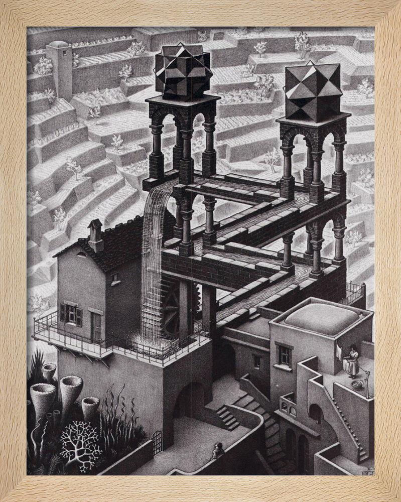 【貴重 M.C. ESCHER/WATERFALL 滝 ポスター】 Amazon.com: MC Escher Waterfall Art Poster - Ready-To-Hang 8