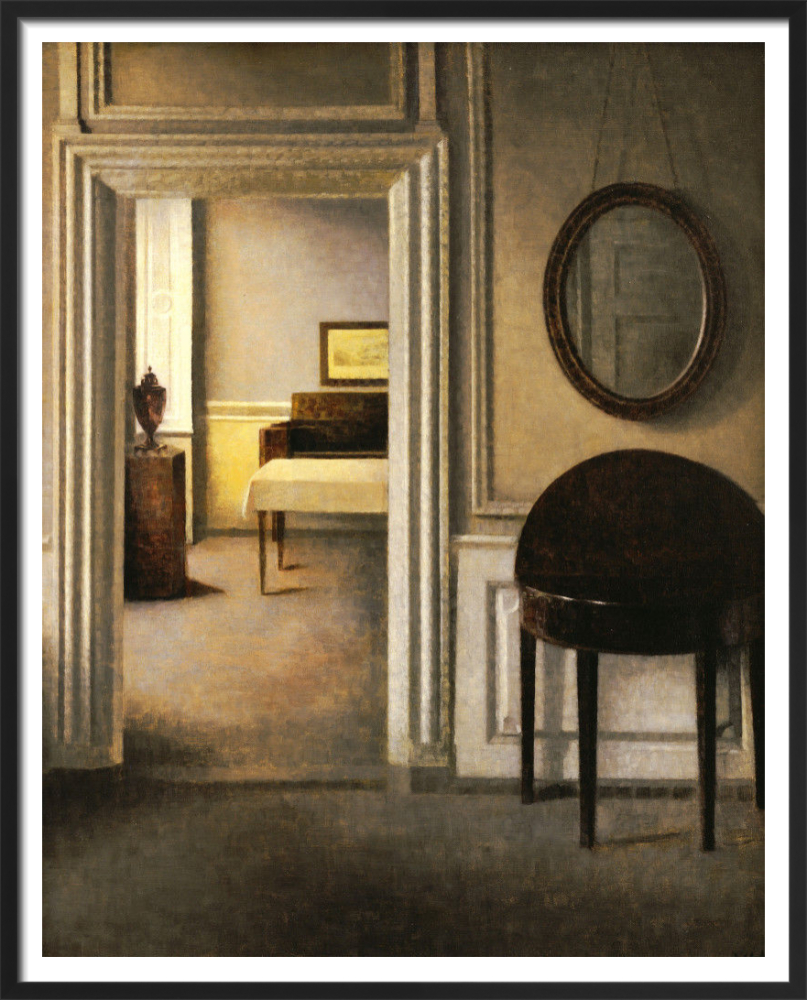 アート・デザイン・音楽 Vilhelm Hammershoi Hammershoi and Europe The Music Room, Strandgade 30, 1907 Art Print by Vilhelm