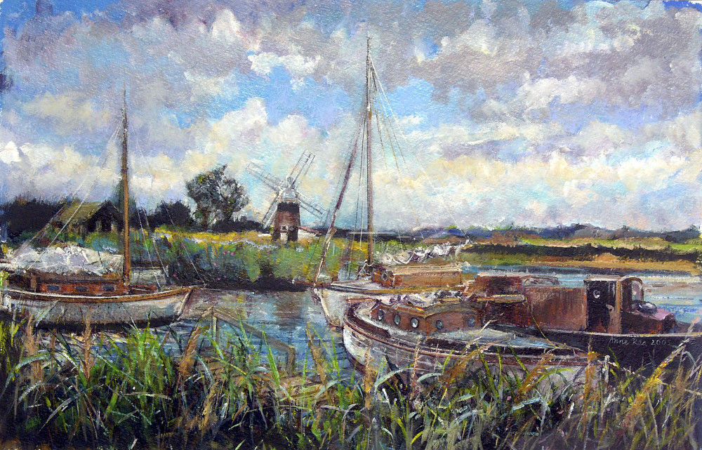 Thurne Mill, Norfolk Broads Art Print by Anne Rea | King & McGaw