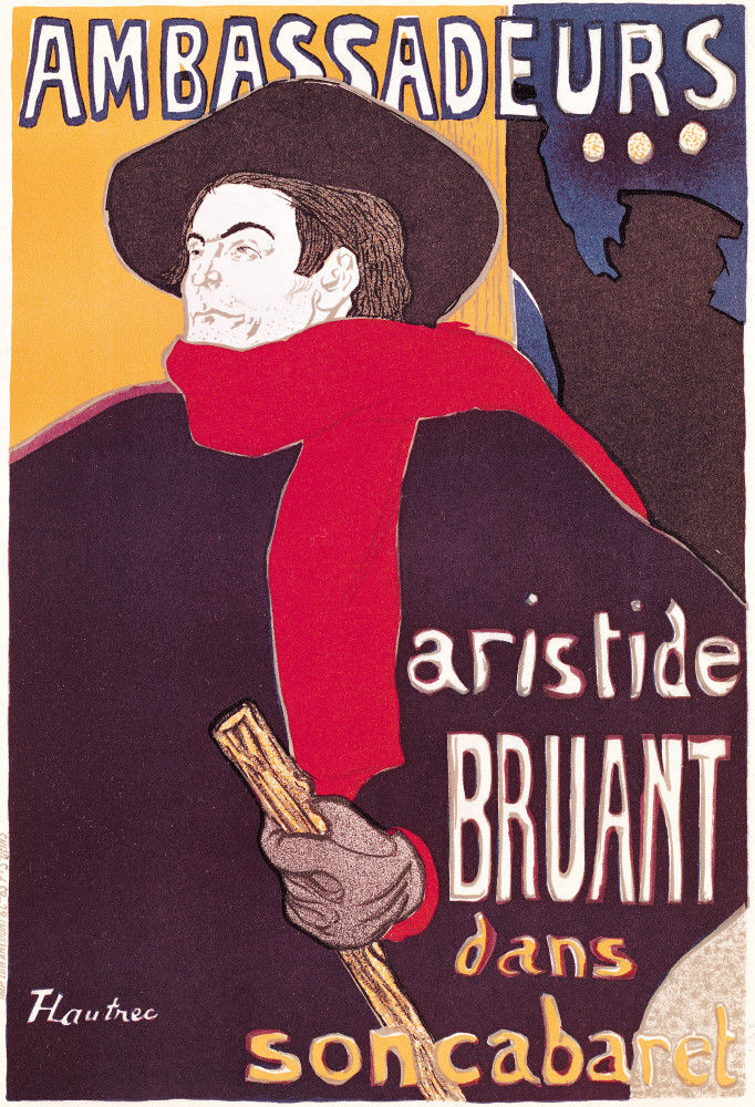 ロートレック 【AMBASSADEURS】　lithograph Ambassadeurs: Aristide Bruant Originally by Toulouse-Lautrec
