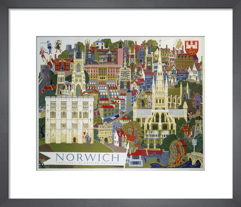 Norwich Illustration from the Air Art Print by Anonymous King & McGaw