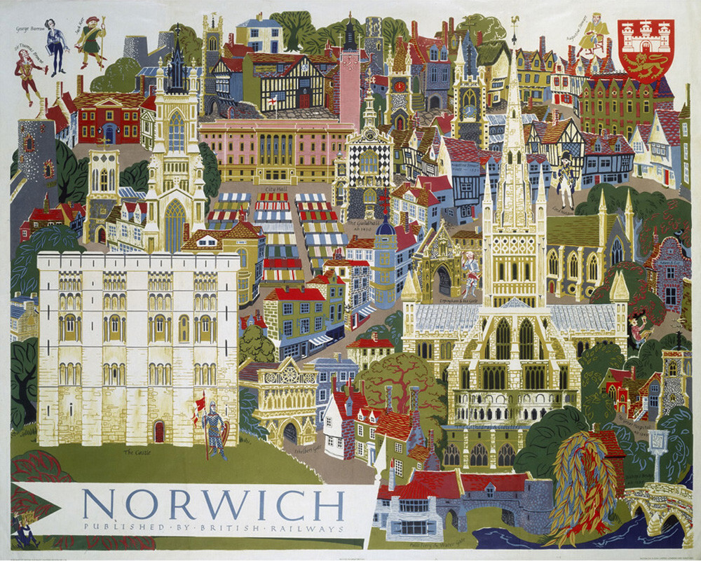 Norwich Illustration from the Air Art Print by National Railway Museum King & McGaw
