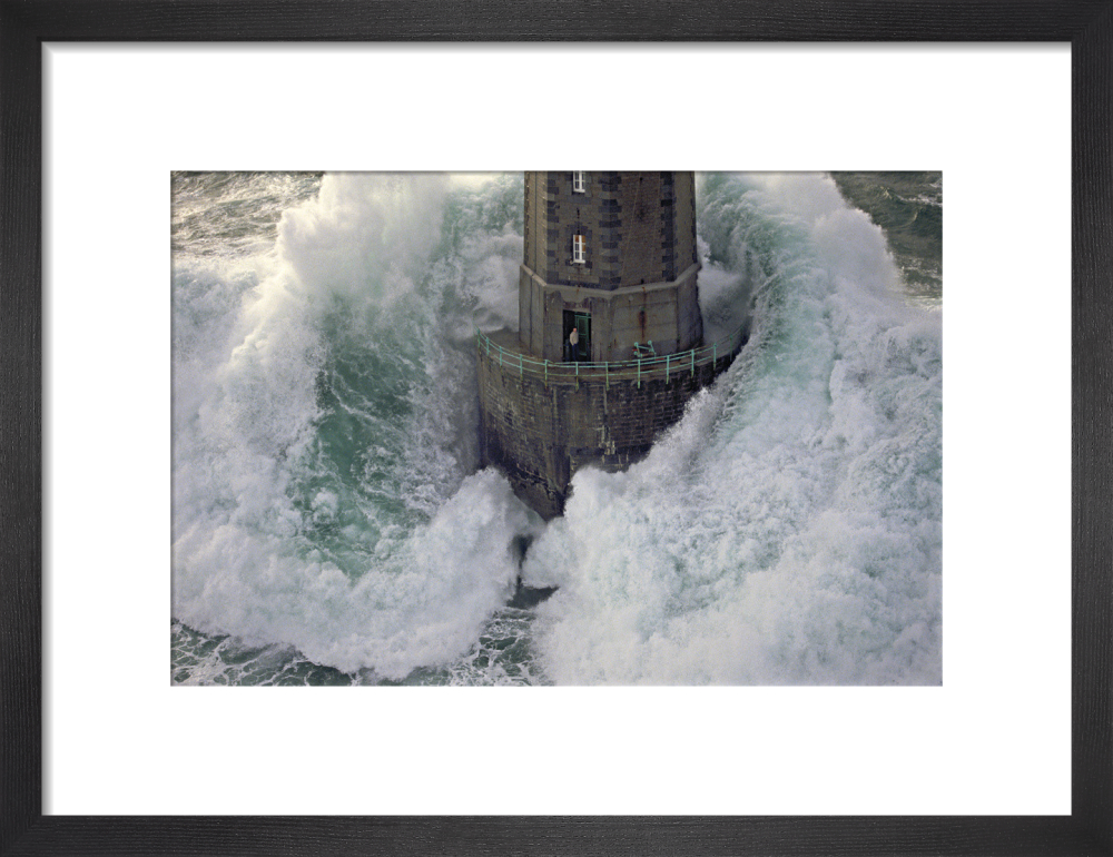 La Jument by Jean Guichard 32x24 Art Print Wave Crashing On Lighthouse Photo