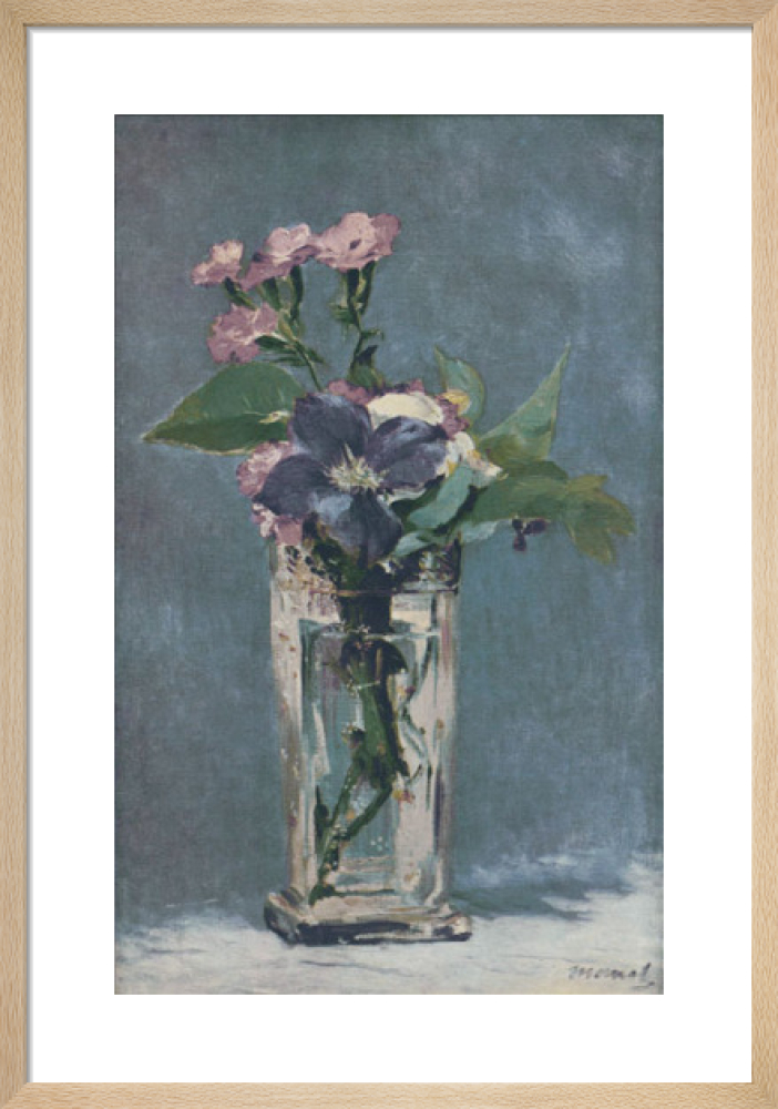 Carnations And Clematis In A Crystal Vase Art Print By Edouard