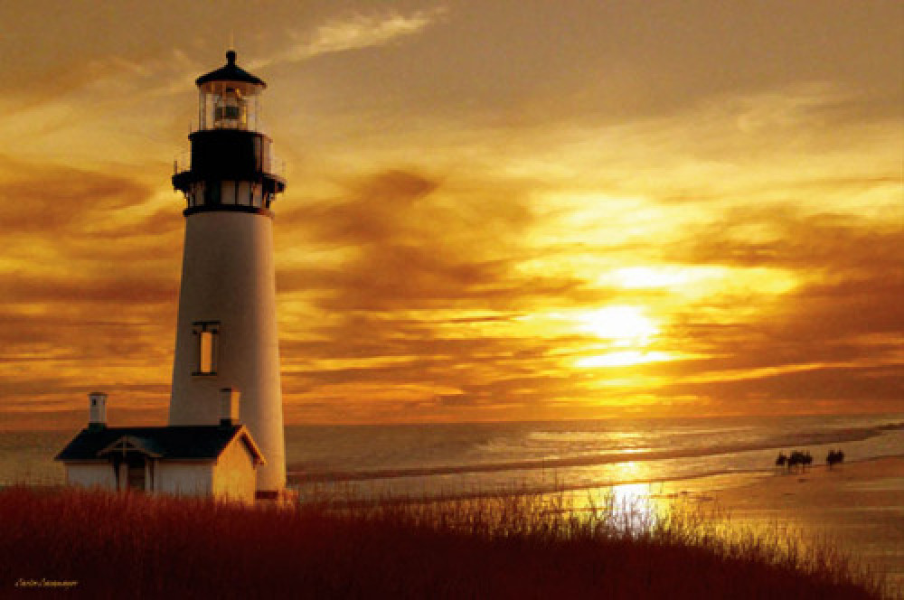 Lighthouse at Sunset Art Print by Carlos Casamayor | King & McGaw