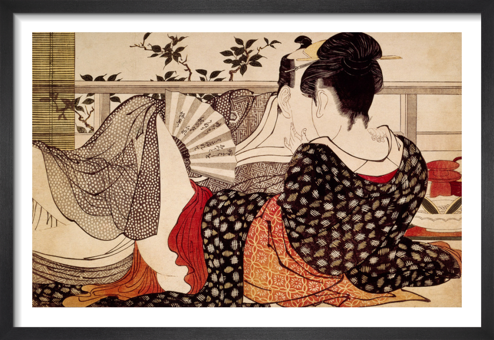 Lovers in an upstairs room Art Print by Kitagawa Utamaro I