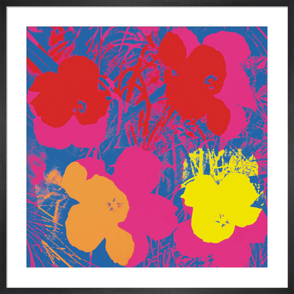 Flowers c.1964 ( red, yellow, orange on blue) Art Print by ...