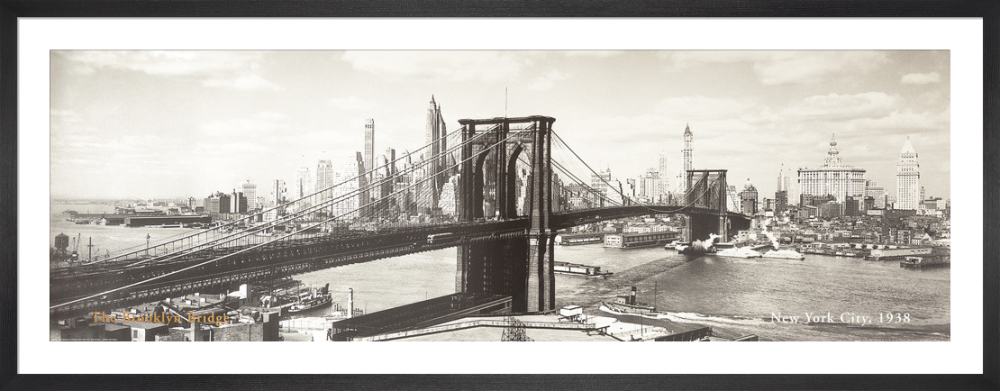 Vintage Photography New York Painter Brooklyn Bridge Cable Framed Print