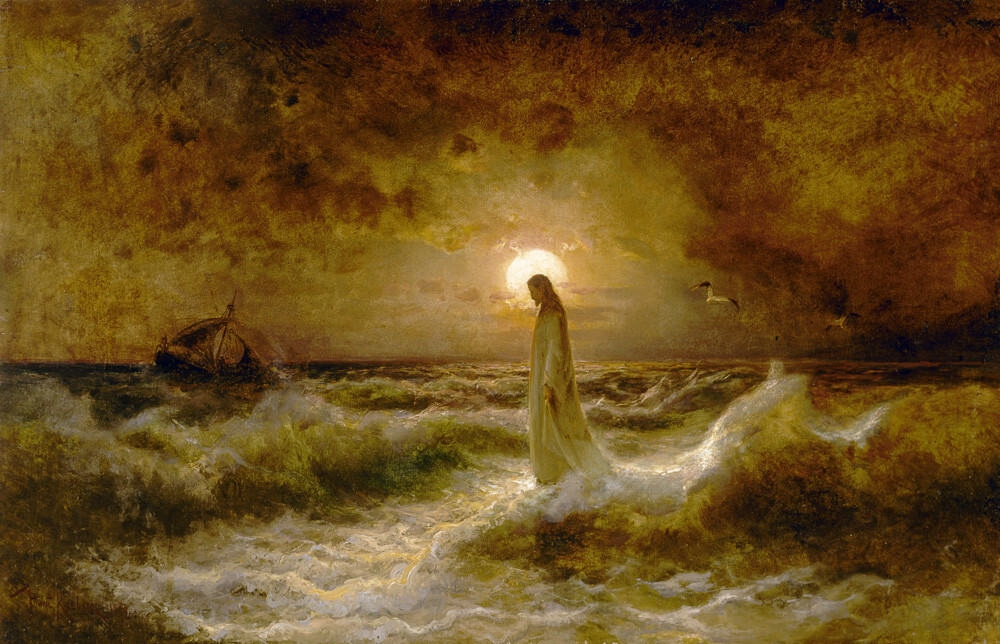 Christ Walking on the Waters Art Print by Julius Sergius von Klever ...