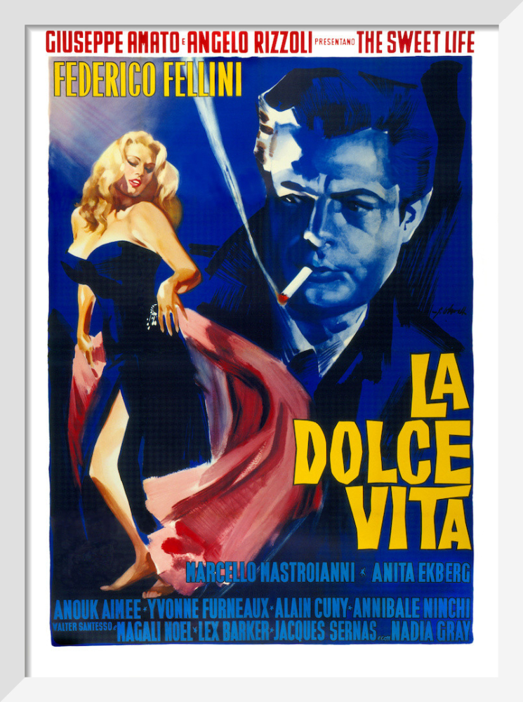 Quadro Federico Fellini ritratto moderno pop art del grandissimo regista  italiano del film La Dolce Vita