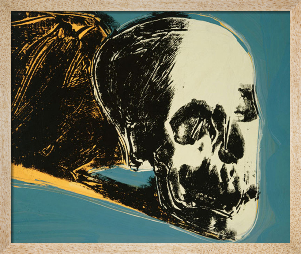 Skull, 1976 (yellow on teal) Art Print by Andy Warhol | King & McGaw
