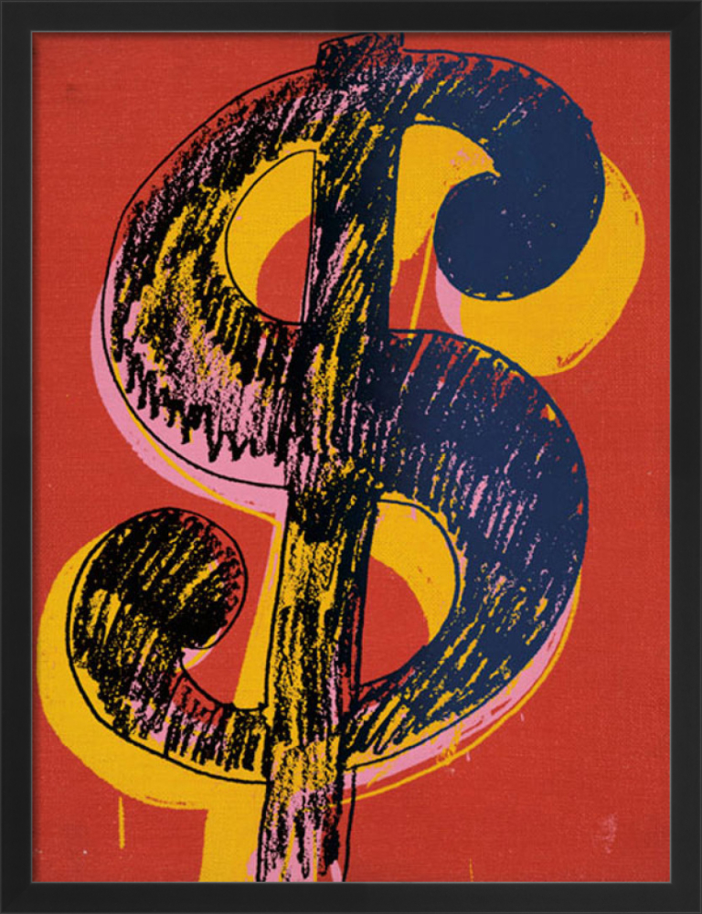 Dollar Sign, 1981 (black & yellow on red) Poster by Andy Warhol