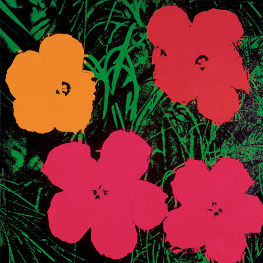 Flowers c.1964 (1 red, 1 yellow, 2 pink) Art Print by Andy Warhol