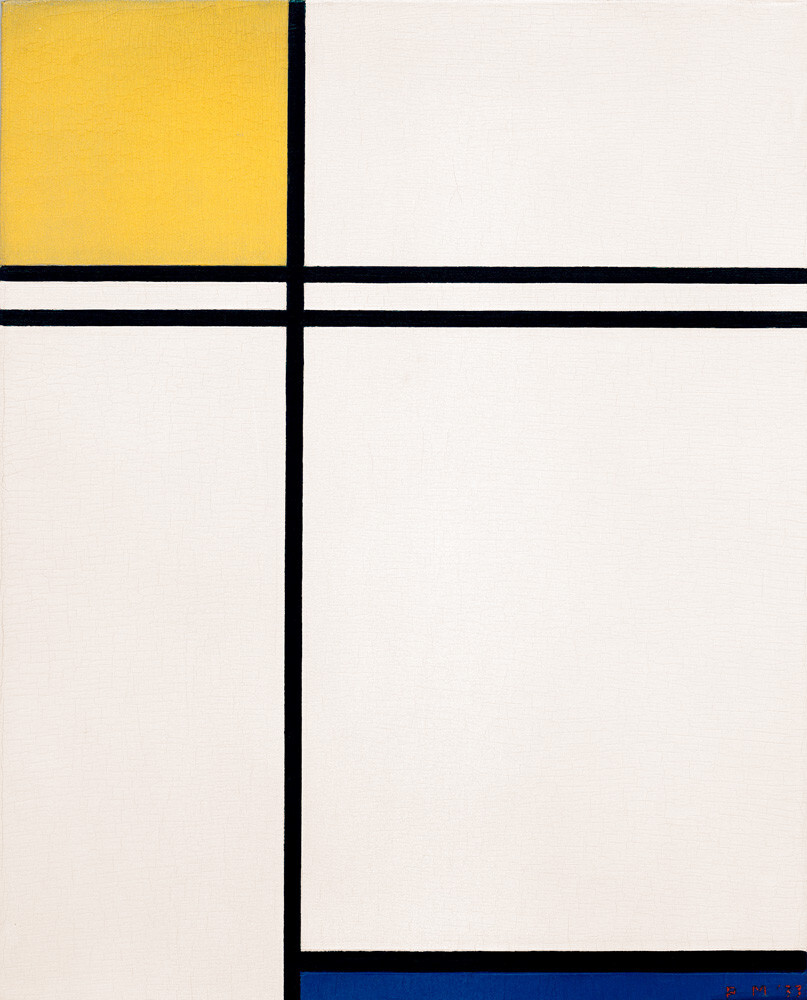 Composition with Yellow, Blue and Double Line, 1933 Art Print by Piet ...