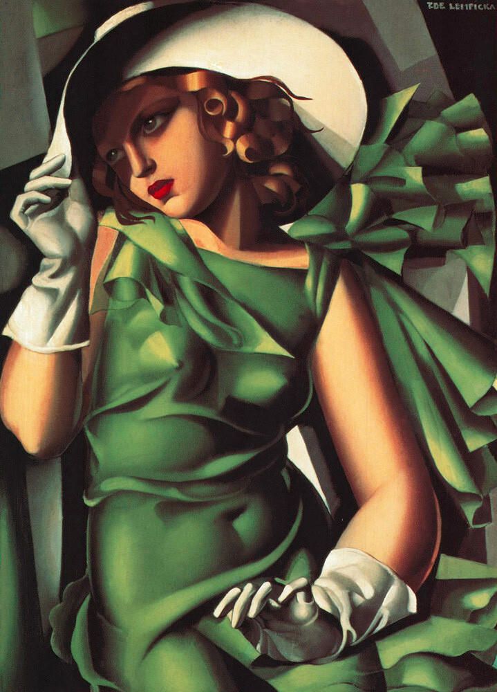 Young Lady with Gloves (Girl in a Green Dress), 1930 Art Print by