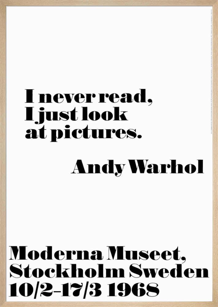 I never read Poster by Andy Warhol | King & McGaw