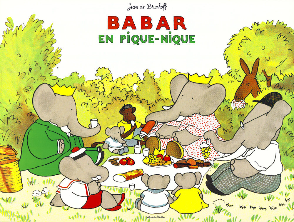 Babar en Pique-Nique Art Print by Jean de Brunhoff | King & McGaw