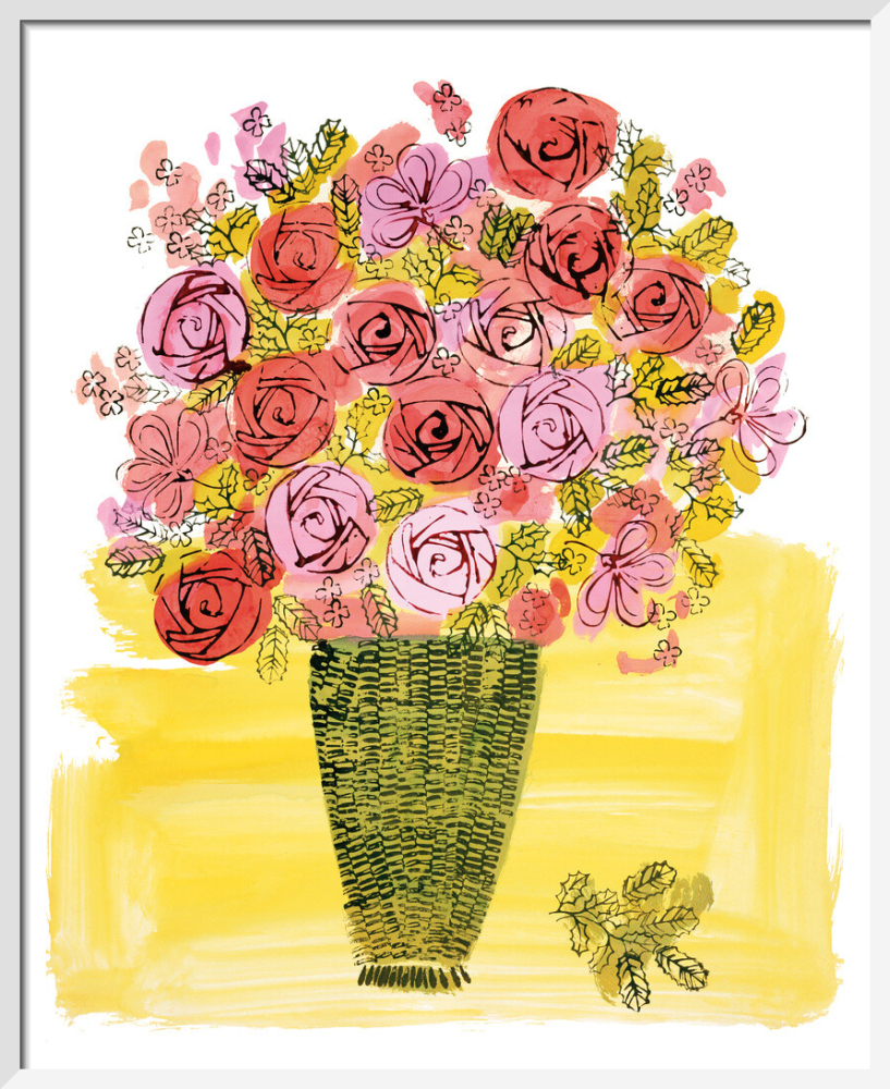 【2025年新作】 Stamped) Basket Of Flowers, 1958 Art Print by Andy Warhol 絵画