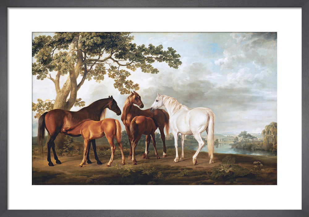 Mares and Foals in a River Landscape, c.17638 Art Print by