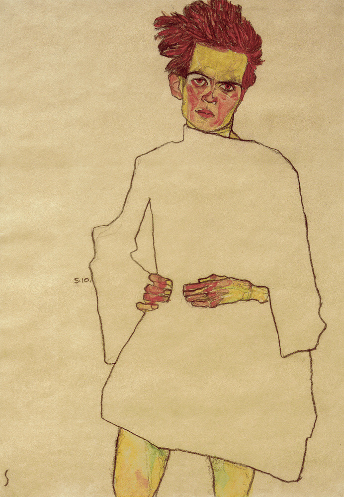 Self Portrait with White Shirt, 1910 Art Print by Egon Schiele | King ...