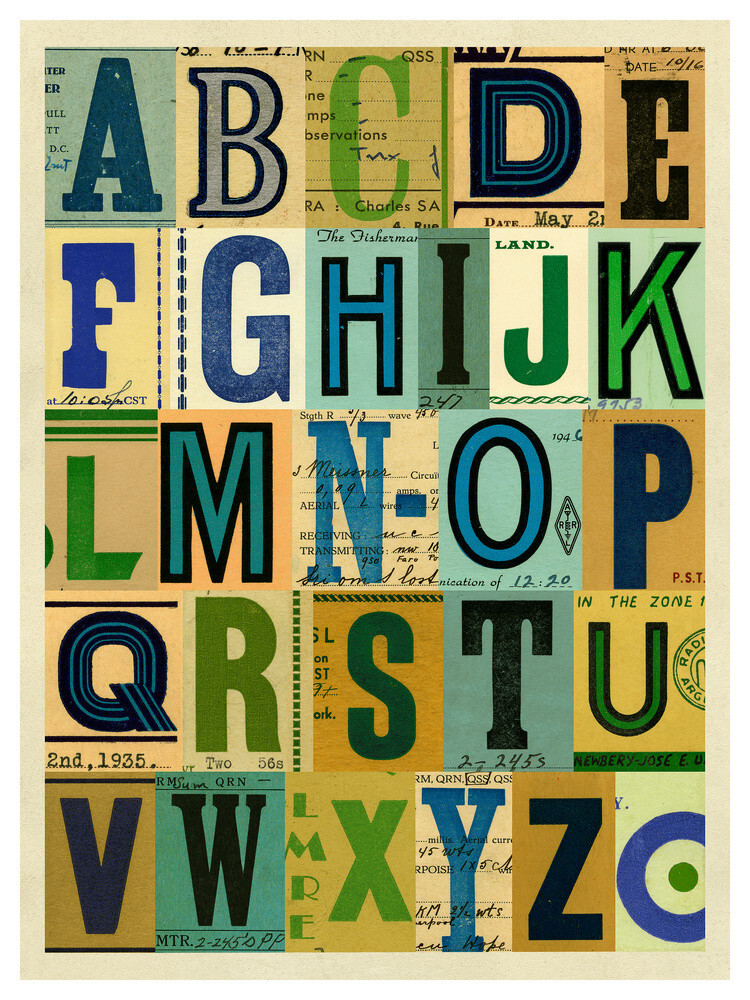 Vintage Radio Card Alphabet Art Print by Julia Trigg | King & McGaw