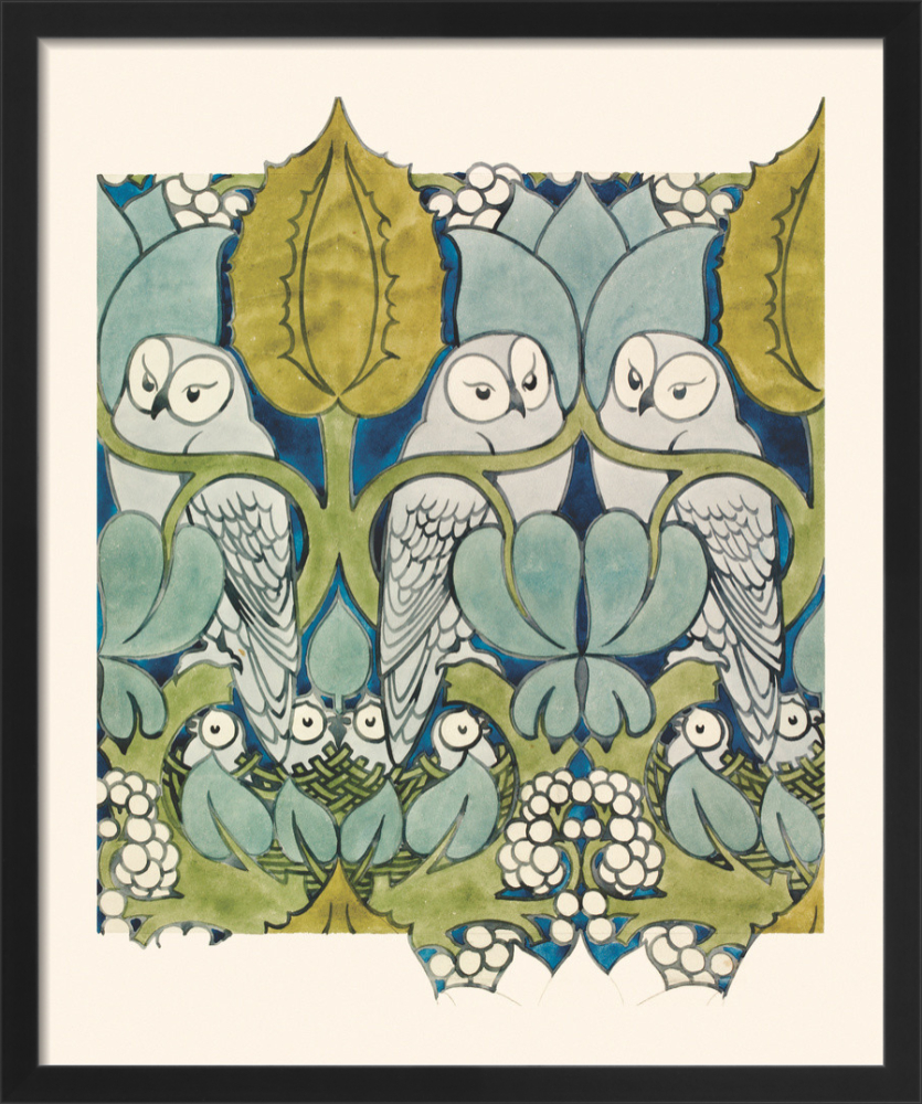 The Owl wallpaper and textile design, 1897 Art Print by C F A