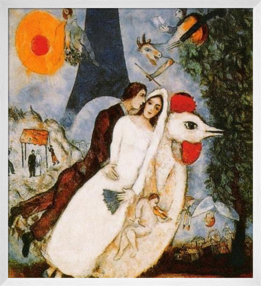 The Bridal Pair with the Eiffel Tower Art Print by Marc Chagall