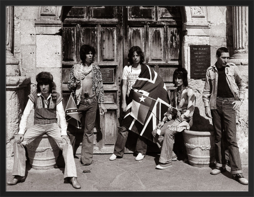 Rolling Stones outside The Alamo in Texas, 1975 Art Print by