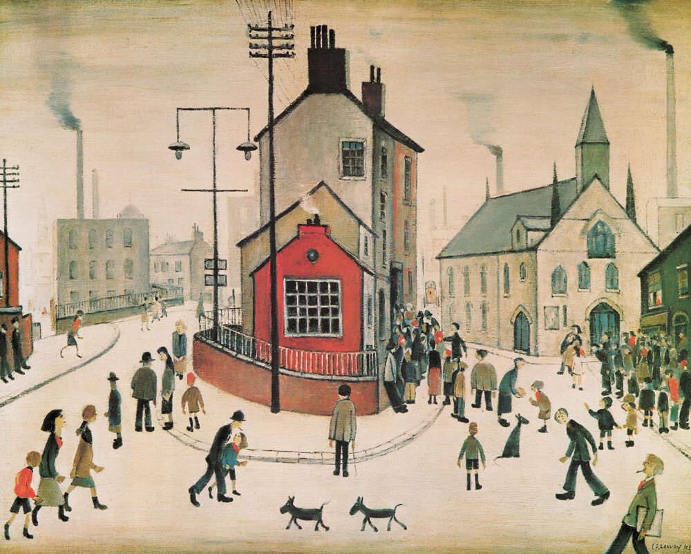 A Street in Clitheroe by L.S. Lowry - art print from King & McGaw.