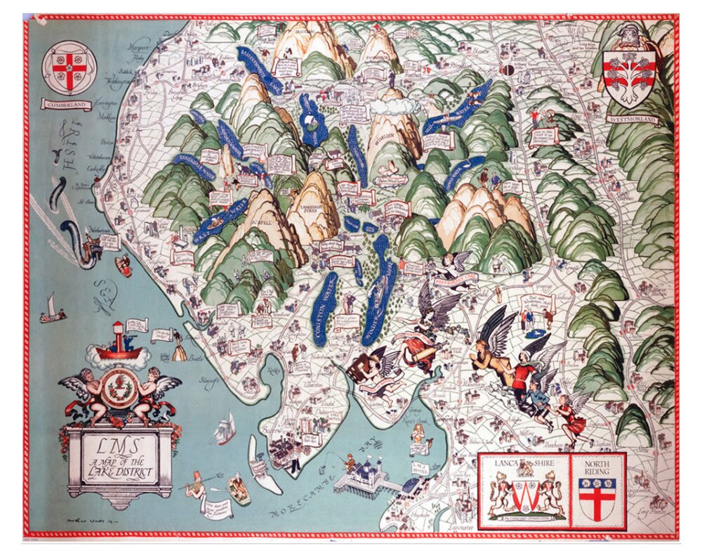 Framed Lake District Map Lake District Map Art Print By Anonymous | King & Mcgaw