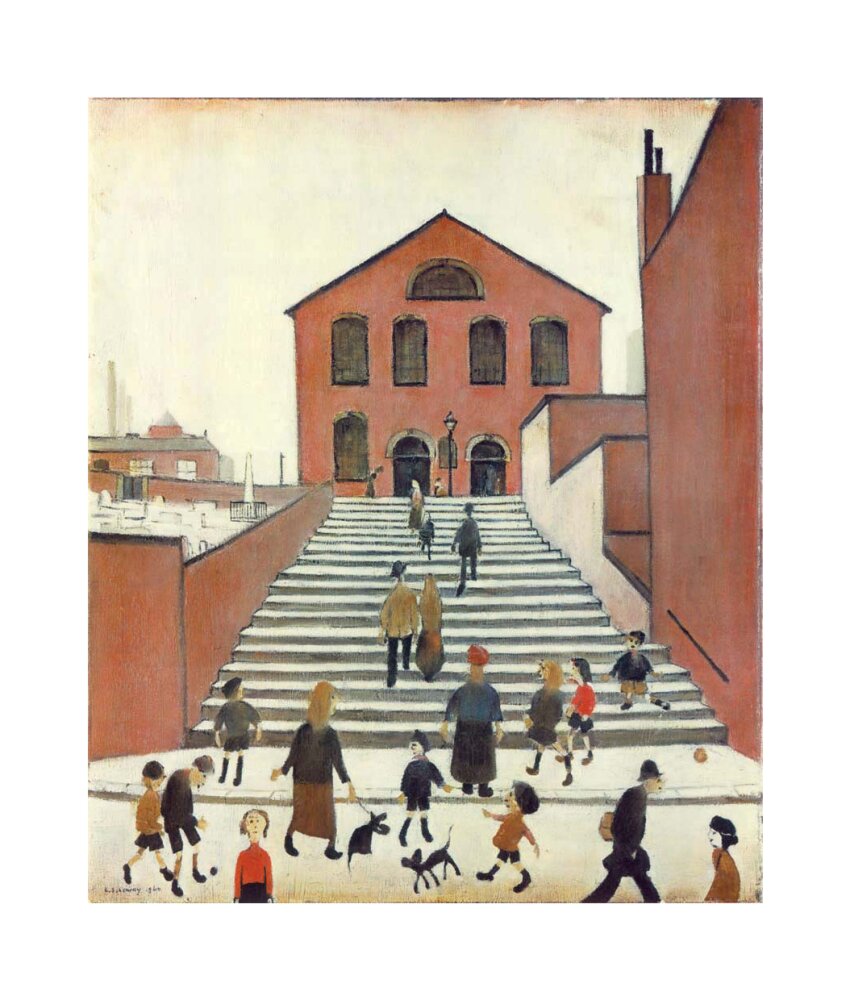 LS magazine imagesize Old Church and Steps, 1960 Art Print by L.S. Lowry | King & McGaw